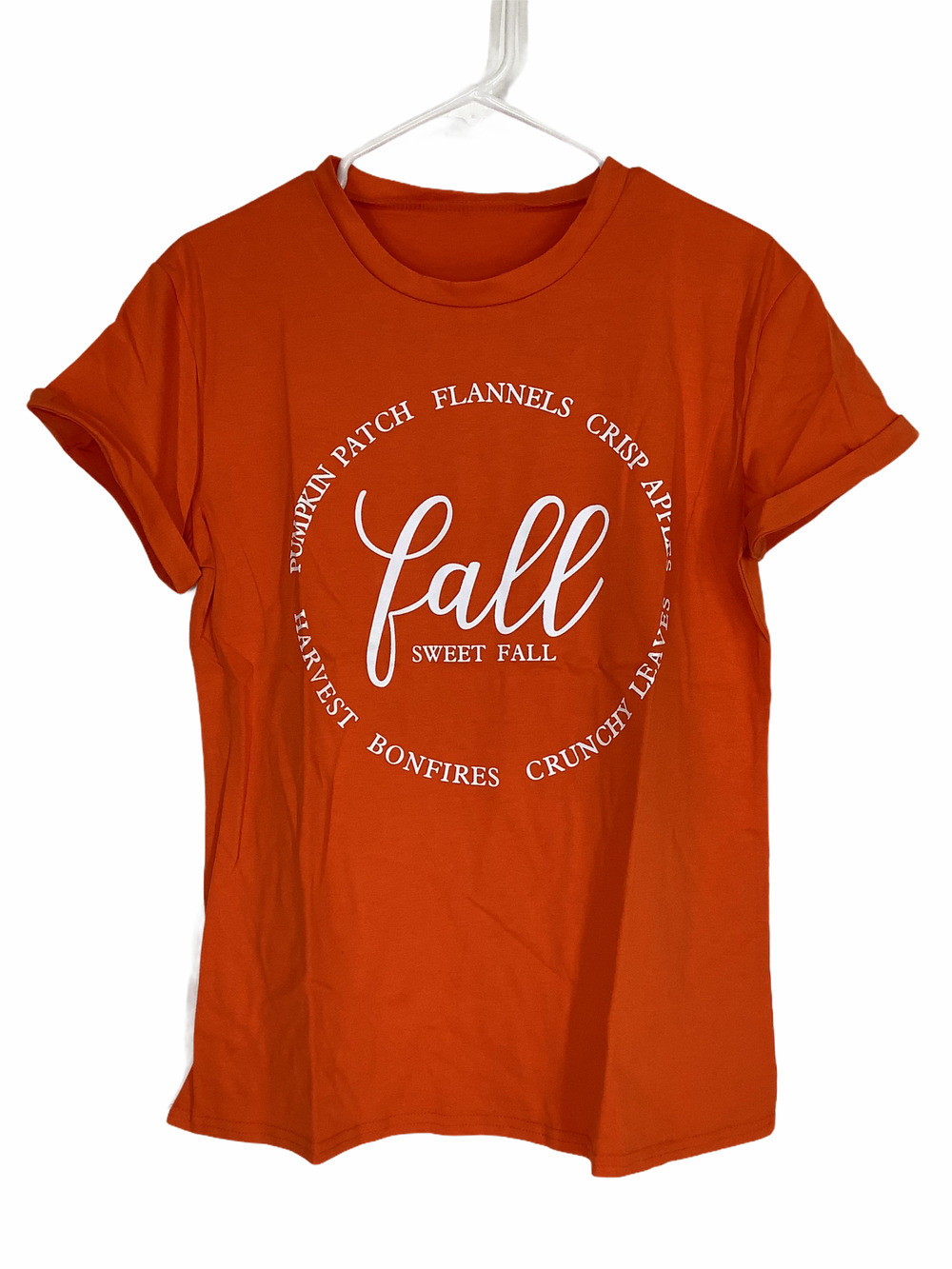 Orange Fall Short Sleeve Graphic T-Shirt Medium